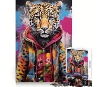 Puzzle de 1000 pièces Banksy Art Leopard Hoodie pour Adolescents, Cadeau Symbolique et Stimulant pour Le Bien-être cérébral (38x52cm)