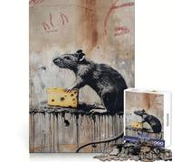 Puzzle de 1000 pièces Banksy Rat Cheese Art pour Adultes Entraînement de la mémoire Plaisir Facile Découpe Impeccable Cadeau de Noël idéal (38x52cm)