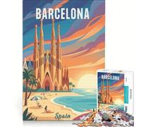 Puzzle de 1000 pièces Barcelone Espagne Côte, Jouet à Monter soi-même, défi Difficile, avec des pièces de Formes aléatoires Parfaitement emboîtables 38x26cm