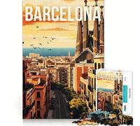 Puzzle de 1000 pièces Barcelone Espagne Voyage Jeu de réflexion sans couture Cadeau Jeu occasionnel Décoration de la maison de Noël (38 x 26 cm)