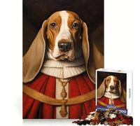 Puzzle de 1000 pièces Basset Hound et Le Pape Puzzle pour Adultes Jeu de mémoire Passe-Temps paisible Assemblage Solide Cadeau d'anniversaire (38x52cm)