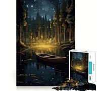 Puzzle de 1000 pièces Bateau dans la Nuit,découpe précise,Jeu Stimulant l'esprit,Facile à Jouer,Cadeau d'anniversaire idéal (38x52cm)