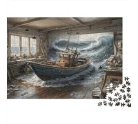Puzzle de 1000 pièces « Bateau dans l'atelier » - Épave en mer déchaînée - Adultes à partir de 12 Ans - Jeu éducatif - Décoration intérieure - Défi - Niveau élevé - Anniversaire - 52 x 38 cm