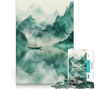 Puzzle de 1000 pièces Bateau Montagne Asiatique Mini Découpe Exacte,Défi Intelligent Amusant,Loisirs et Divertissement,Cadeau Décoration de Noël (50x75cm)