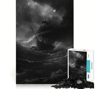 Puzzle de 1000 pièces Bateau Pirate dans la tempête pour Adolescents améliore la mémoire, détend l’Esprit, Cadeau créatif et aux Bords Nets (38x26cm)