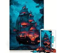 Puzzle de 1000 pièces Bateau Pirate en mer pour Adolescents, Jeu de réflexion, Loisir Calme, découpe précise, Cadeau saisonnier (50x75cm)