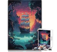 Puzzle de 1000 pièces Bateau Pirate mystérieux pour Adolescents - Jeu éducatif de logique et de réflexion et attentionné pour Toutes Les Occasions - Dimensions 38x26cm