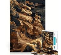 Puzzle de 1000 pièces Bateau Pirate Perdu en mer pour Adolescents Jeu de réflexion et de Calme Qualité supérieure Cadeau de Noël (50x75cm)