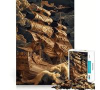 Puzzle de 1000 pièces Bateau Pirate Perdu en mer pour Adultes Smart Reason Toy Home Enjoy Sharp Edge Article de Noël idéal (38x26cm)