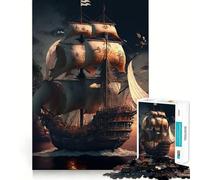 Puzzle de 1000 pièces Bateau Pirate pour Adultes et Adolescents Jeu de réflexion Intelligent, Anti-Stress, Cadeau de Noël (38x26cm)