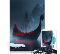 Puzzle de 1000 pièces Bateau Viking dans Le Brouillard activité ludique et stimulante pour renforcer Les Liens familiaux (38x52cm),sans espaces ni pièces manquantes