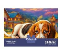 Puzzle de 1000 pièces « Beagle » en Carton épais, Motif champêtre Vibrant, idéal pour Adultes et débutants.pour Les fêtes et Les Jours de Pluie. Activité d'intérieur. 1000 pièces (52 x 38 cm).