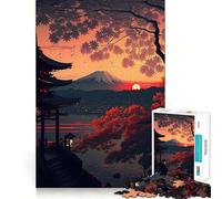 Puzzle de 1000 pièces - Beau coucher de soleil japonais avec bords propres - Jouet d'adresse créatif, facile à utiliser, amusant (50 x 75 cm)