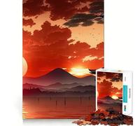 Puzzle de 1000 pièces - Beau coucher de soleil japonais - Bords propres - Jeu de réflexion décoratif - Jouet éducatif - Passe-temps facile - Cadeau d'anniversaire amusant (38 x 52 cm)
