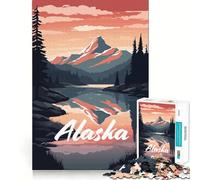 Puzzle de 1000 pièces Beau lac d'Alaska avec des bords propres Jouet d'adresse créative Passe-temps Facile Grand (50 x 75 cm)