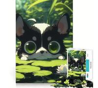 Puzzle de 1000 pièces Bébé Chiot sur Une Rose de mer Jeu d'articulation Facile Stimulant cérébral Détente et Amusement Cadeau d'anniversaire Amusant (38x52cm)