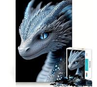 Puzzle de 1000 pièces Bébé Dragon aux Yeux Bleus,Jeu d'assemblage précis,Jouet créatif et Amusant,Jeu de Paix,Cadeau de Noël apaisant (50x75cm)
