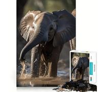 Puzzle de 1000 pièces Bébé éléphant Qui Joue Jeu d'articulation Propre et Amusant pour stimuler Le Cerveau et se détendre Cadeau d'anniversaire Amusant (50x75cm)