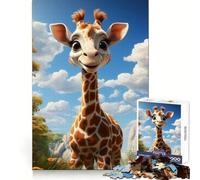 Puzzle de 1000 pièces Bébé Girafe pour Adolescents stimule la réflexion, apaise et distrait, découpe Nette, (50x75cm)