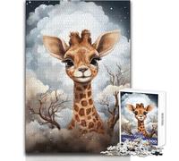Puzzle de 1000 pièces Bébé Girafe pour Adultes:Une activité ludique et Cognitive idéale pour s'amuser et Faire Plaisir Dimensions:38x52cm