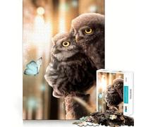Puzzle de 1000 pièces Bébé Hibou et Son père Découpe précise Jeu Stimulant pour Le Cerveau Loisirs Amusants Décoration de Noël Cadeau (38x26cm)