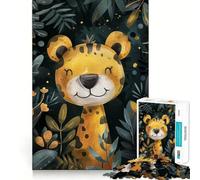 Puzzle de 1000 pièces Bébé Jaguar à l'aquarelle Jeu créatif et Stimulant Emboîtement Parfait Pas de pièces détachées Activité de Partage et de complicité avec Les Proches (38x52cm)