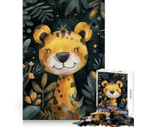 Puzzle de 1000 pièces Bébé Jaguar Aquarelle pour Adultes activité relaxante et stimulante, sans Couture, idéal comme Cadeau de Noël (38x52cm)