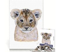 Puzzle de 1000 pièces Bébé Lion pour Adultes stimulez Votre Cerveau, détendez-Vous et offrez-Vous Un Moment de Plaisir Idéal comme Cadeau de Noël (38x26cm)