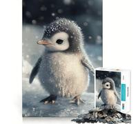 Puzzle de 1000 pièces Bébé Pingouin dans la Neige Découpe précise Jeu de réflexion Artistique Cadeau Amusant pour Les Loisirs Décoration Murale de Noël (38x26cm)