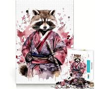 Puzzle de 1000 pièces Bébé Raton Laveur samouraï Découpe Parfaite Activité ludique et Intelligente Moment de détente et de Plaisir Anniversaire Jeu Artistique (38x52cm)