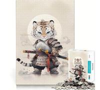 Puzzle de 1000 pièces Bébé Tigre Samouraï,Bords Fins,Casse-tête logique,Jeu de Loisirs,Cadeau d'anniversaire Amusant (38x26cm)