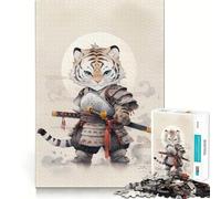 Puzzle de 1000 pièces Bébé Tigre Samouraï Découpe Parfaite Activité de Jeu Intelligente et Amusante pour Un Anniversaire Créatif (50x75cm)