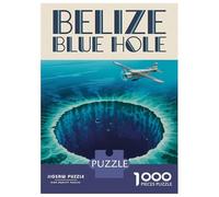 Puzzle De 1000 Pièces Belize Blue Hole Vintage Puzzle pour Adolescents Course De Vitesse Manuelle Liste De Souhaits avec Le Père Noël Jouets Jeux Éducatifs 52x38cm/1000pcs