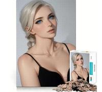 Puzzle de 1000 pièces Belle Femme Blonde Découpe Lisse Jeu cognitif Cadeau de Jeu Relaxant Cadeau d'anniversaire (50x75cm)