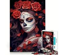 Puzzle de 1000 pièces Belle Fille tête de Mort Mexicaine,découpe Lisse,Jeu cognitif,Cadeau de Jeu Relaxant,Jeu d'anniversaire (50x75cm)