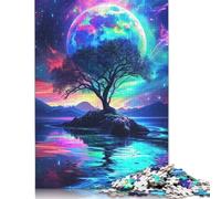 Puzzle de 1000 pièces « Belle forêt Pleine Lune » - Puzzle rectangulaire en Bois - Niveau Difficile et Stimulant - 1000 pièces (75 x 50 cm)
