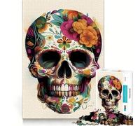 Puzzle de 1000 pièces - Belle tête de mort - Bords parfaits - Jeu intelligent, défi, amusement, jeu lent, amusement, cadeau d'anniversaire (50 x 75 cm)