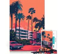 Puzzle de 1000 pièces Beverly Hills LA Evening Perfect Edge Jeu d'entraînement cérébral Jeu lent Amusant Cadeau d'anniversaire pour l'esprit (38 x 26 cm)