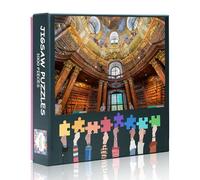 Puzzle de 1000 pièces : Bibliothèque nationale autrichienne de Hofburg (50 x 70 cm) - Bibliothèque baroque des Habsbourg, puzzle du patrimoine culturel historique pour collectionneurs