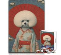 Puzzle de 1000 pièces Bichon Frisé Geisha - Activité de détente et de Loisirs - Découpe de précision et Bords Lisses - Dimensions:38x52cm