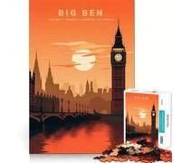 Puzzle de 1000 pièces Big Ben au Coucher du Soleil pour Adultes, idéal pour stimuler la mémoire et Partager Un Moment de Joie en Famille 38x26cm