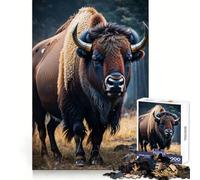 Puzzle de 1000 pièces Bison dans la forêt pour Adultes Un Cadeau Symbolique et Stimulant pour la mémoire et la Force mentale, idéal pour se détendre (38x52cm)