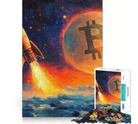 Puzzle de 1000 pièces Bitcoin Lancement de missiles Bords parfaits Intelligent Jeu Défi Amusant Lent Jeu Amusant Cadeau d'anniversaire (38 x 26 cm)