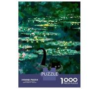 Puzzle De 1000 Pièces Black Cat in Water Puzzle Adulte Jeu Familial Décoration Parfaite Cadeaux Uniques d'anniversaire Et De Noël 38x26cm/1000pcs