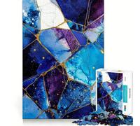 Puzzle de 1000 pièces Bleu et Or Kintsugi,Art Abstrait,découpe précise,Jeu Stimulant l'esprit,Jeu Facile,Cadeau d'anniversaire pour stimuler l'esprit (50x75cm)