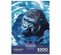 Puzzle De 1000 Pièces Blue Gorilla in Water Digital Art Puzzles pour Adultes Activités Familiales Stimule Le Cerveau Idéal comme Cadeau pour Toute La Famille 38x26cm/1000pcs