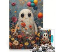 Puzzle de 1000 pièces Boho Fantômes Fleurs Nature, Décoration Murale, Jeu Anti-Stress, Idéal comme Cadeau 50x75cm