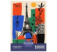 Puzzle De 1000 Pièces Bonjour Paris Eiffel Tower Art Puzzle pour Adolescents Course De Vitesse Manuelle Liste De Souhaits avec Le Père Noël Jouets Jeux Éducatifs 52x38cm/1000pcs