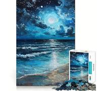 Puzzle de 1000 pièces Bord de mer étoilé pour Adolescents Renforce la mémoire Calme et sérénité Qualité supérieure Cadeau de Noël idéal 38x26cm