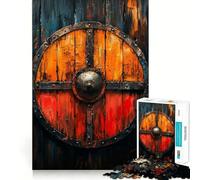 Puzzle de 1000 pièces Bouclier Viking pour Adultes,Jeu de mémoire,Assemblage précis sans espaces,activité apaisante pour la détente mentale (38x52cm)